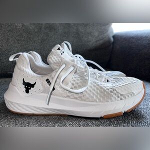 Under Armour Project Rock Women’s sneakers size 10 white mesh bull logo